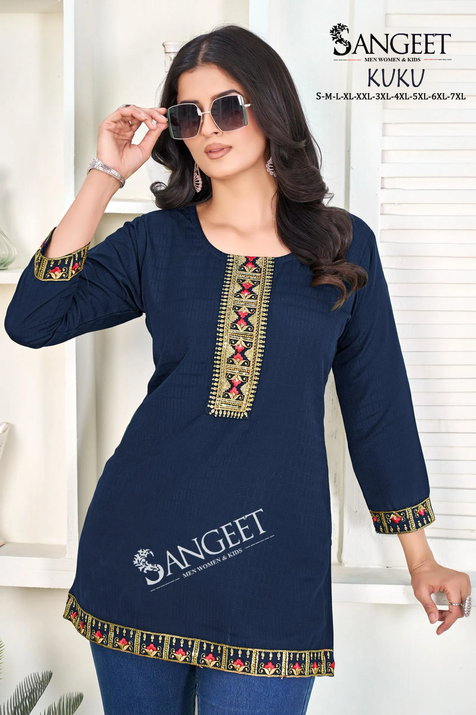 Kuku By Sangeet Heavy Rayon Multi Embroidery Kurti Suppliers In India
